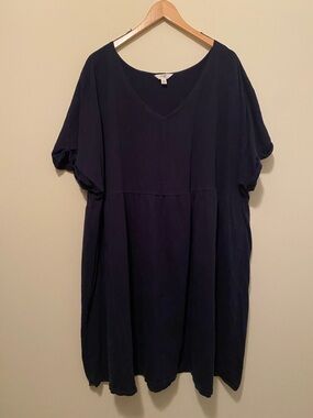 Terra & Sky Navy Blue V-Neck T-Shirt Dress
